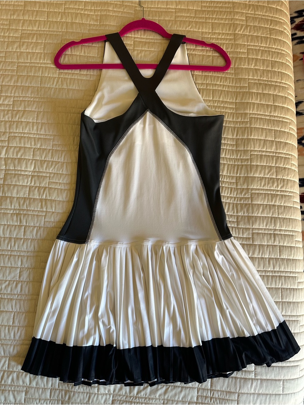 Adidas by Stella McCartney Black & White Tennis Dress with Pleated Hem - Picture 3 of 7